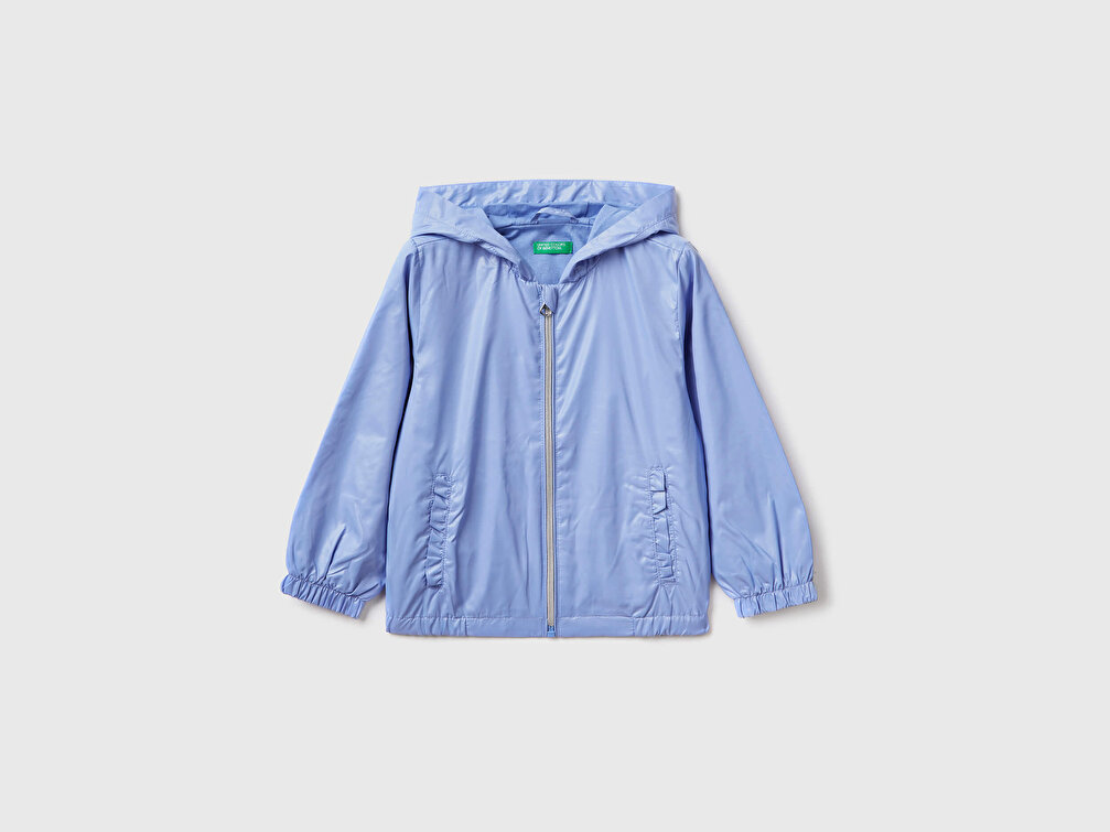 Benetton Kız Çocuk Mavi Yağmurluk
