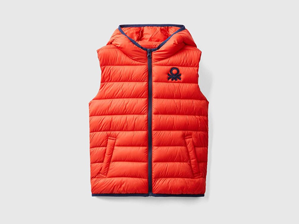 Benetton Erkek Çocuk Kırmızı Logolu Puffer Yelek
