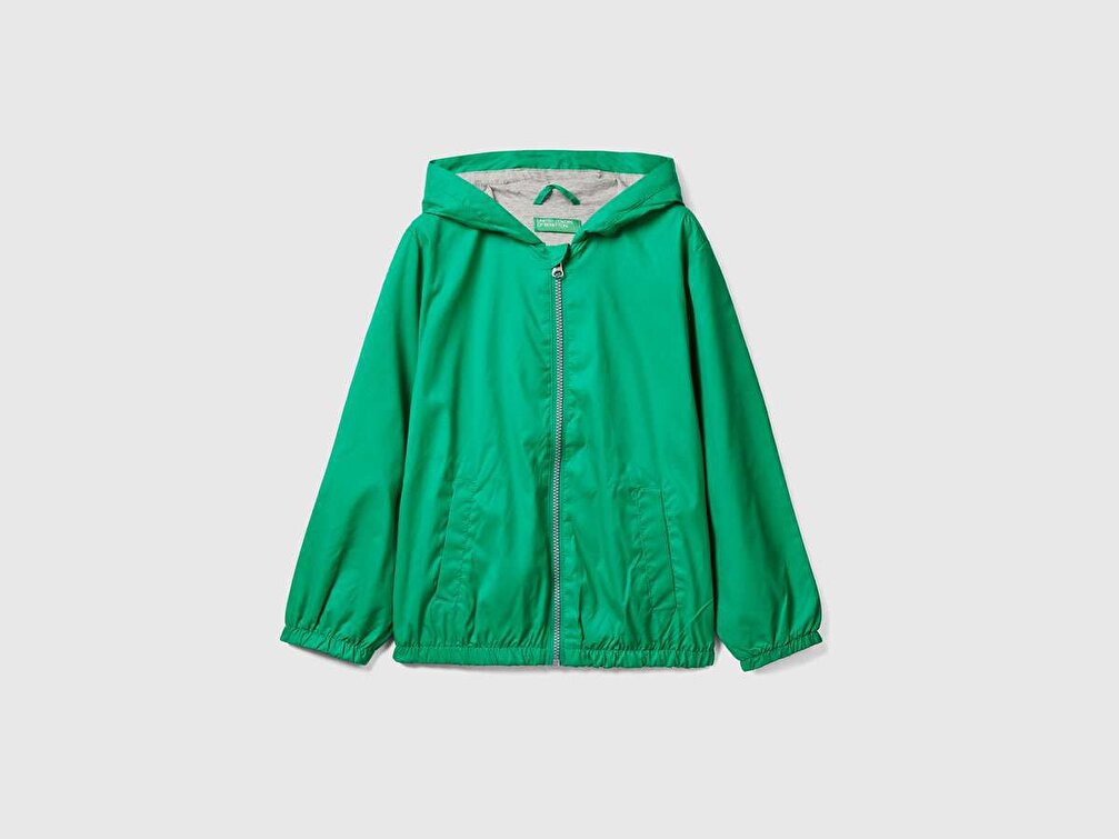 Benetton Erkek Çocuk Yeşil Logolu Yağmurluk