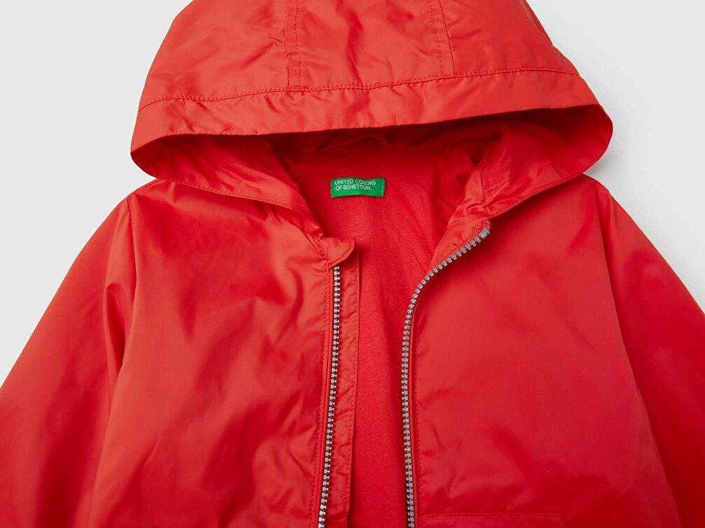 Benetton Erkek Çocuk Kırmızı Polarlı Yağmurluk