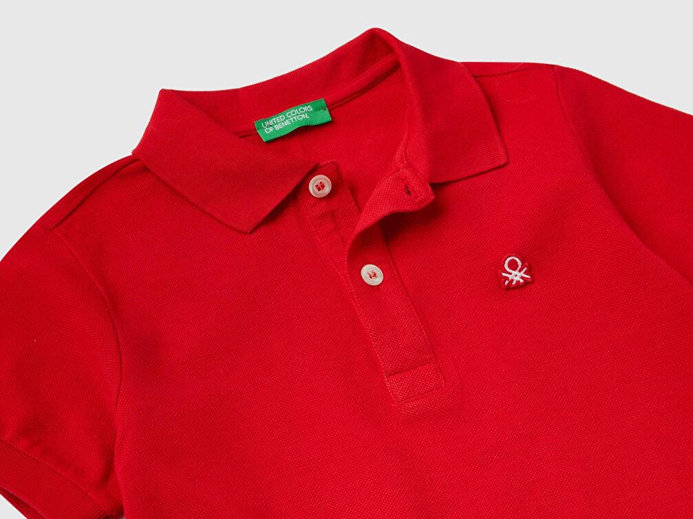 Benetton Erkek Çocuk Kırmızı Logolu Polo T-Shirt