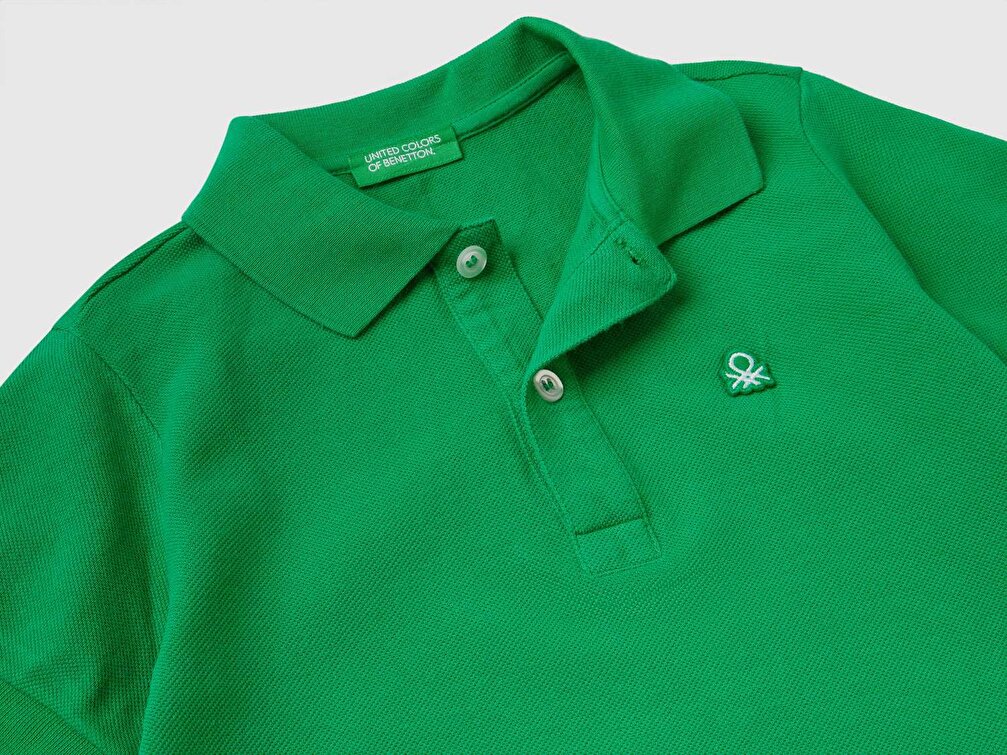 Benetton Erkek Çocuk Yeşil Logolu Polo T-Shirt