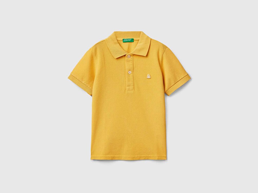 Benetton Erkek Çocuk Sarı Logolu Polo T-Shirt