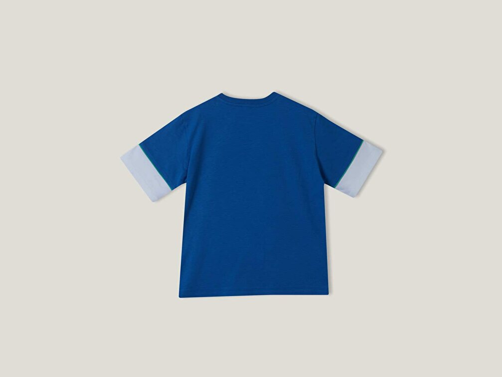 Benetton Erkek Çocuk Saks Mavi United Colors Aplikeli T-Shirt