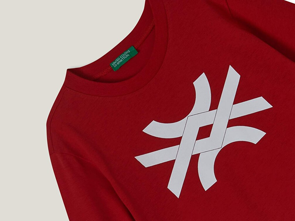 Benetton Erkek Çocuk Kırmızı Benetton Su Baskılı T-Shirt