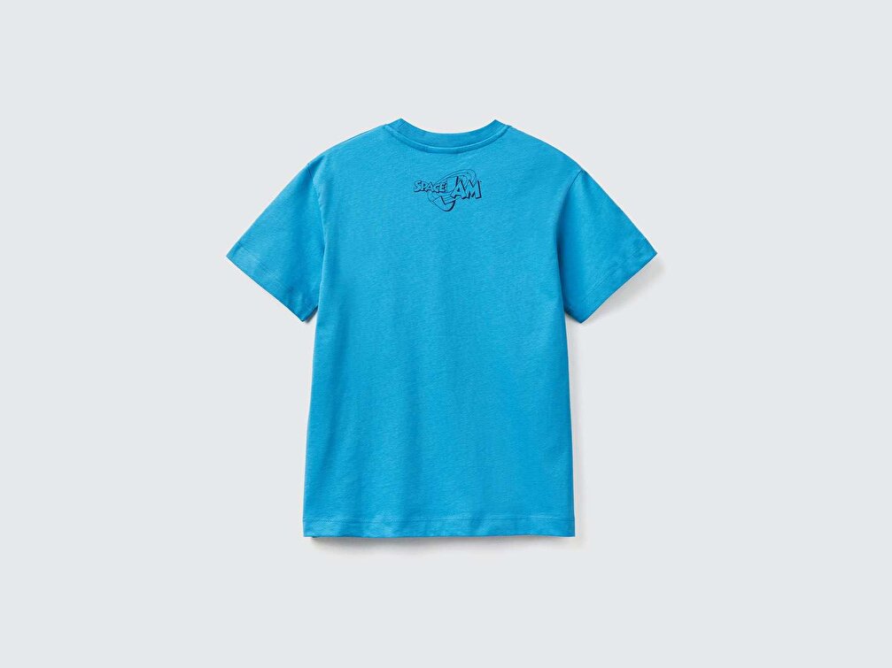 Benetton Erkek Çocuk Mavi Space Jam Gölge Baskılı T-Shirt