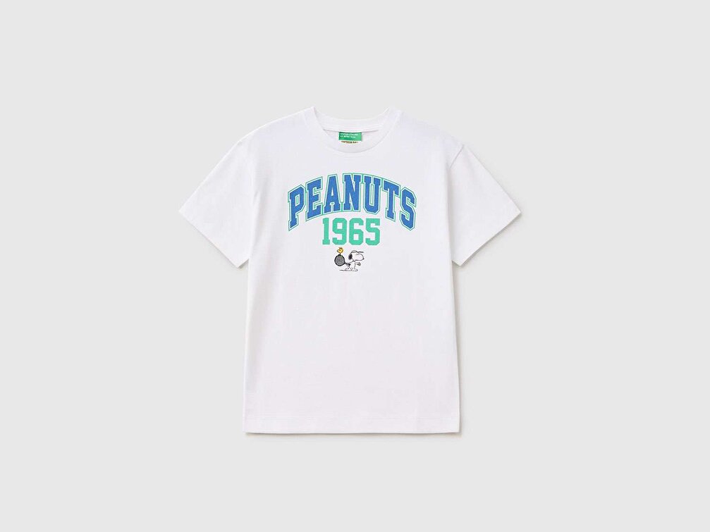 Benetton Erkek Çocuk Beyaz Peanut Baskılı T-Shirt