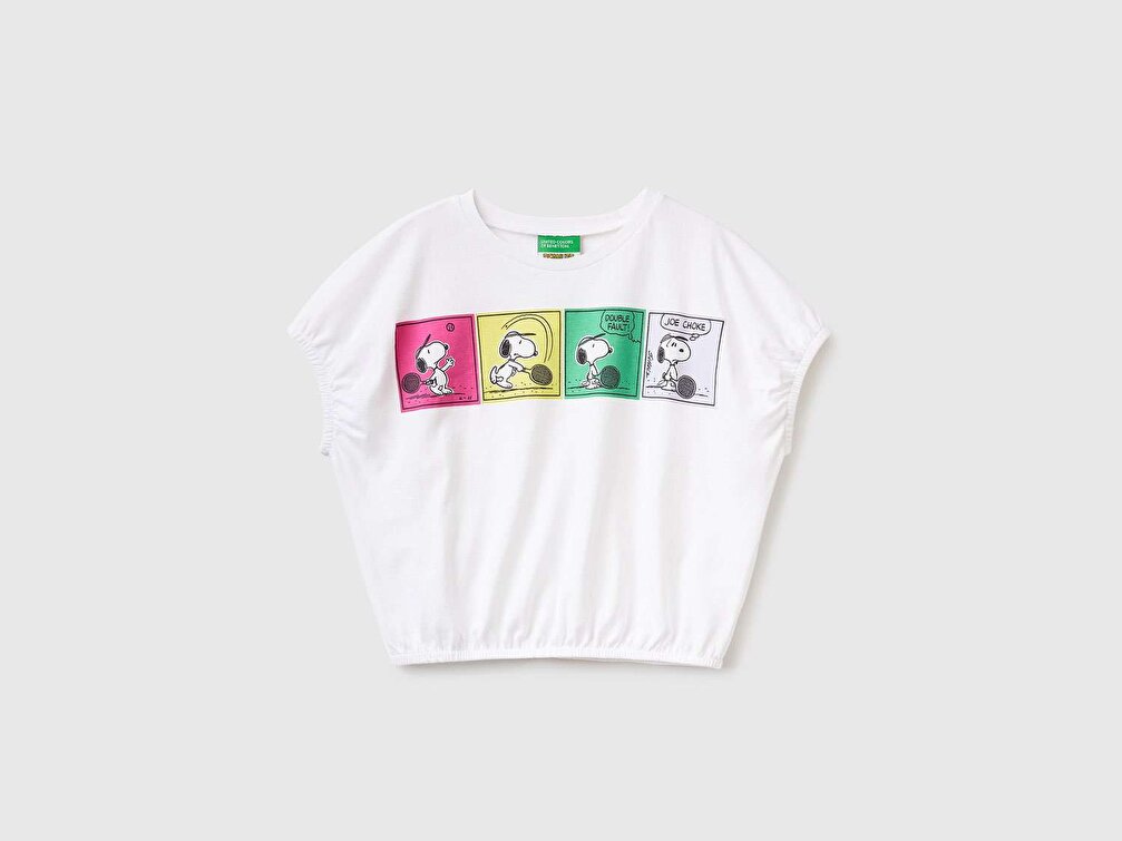 Benetton Kız Çocuk Beyaz Snoopy Baskılı T-Shirt