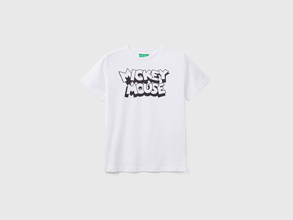 Benetton Erkek Çocuk Beyaz Mickey Mouse Baskılı T-Shirt