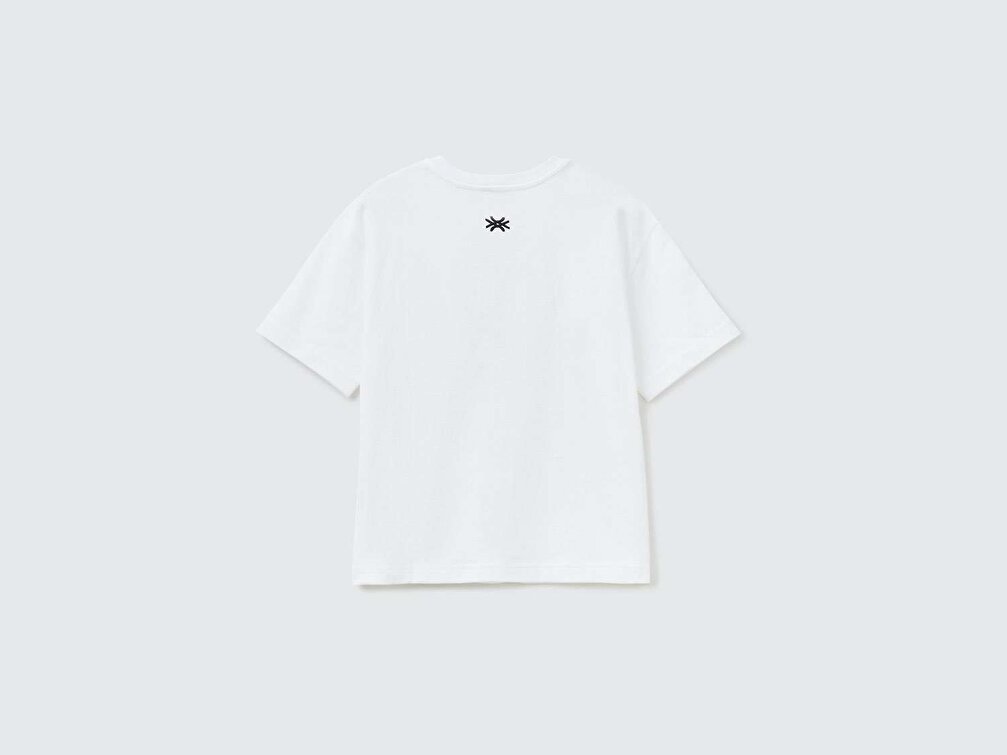 Benetton Erkek Çocuk Beyaz Be Family Karakter Baskılı T-Shirt