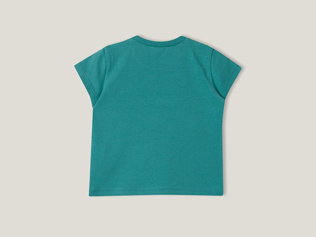 Benetton Kız Çocuk Yeşil Taç Yaprağı Aplikeli T-Shirt