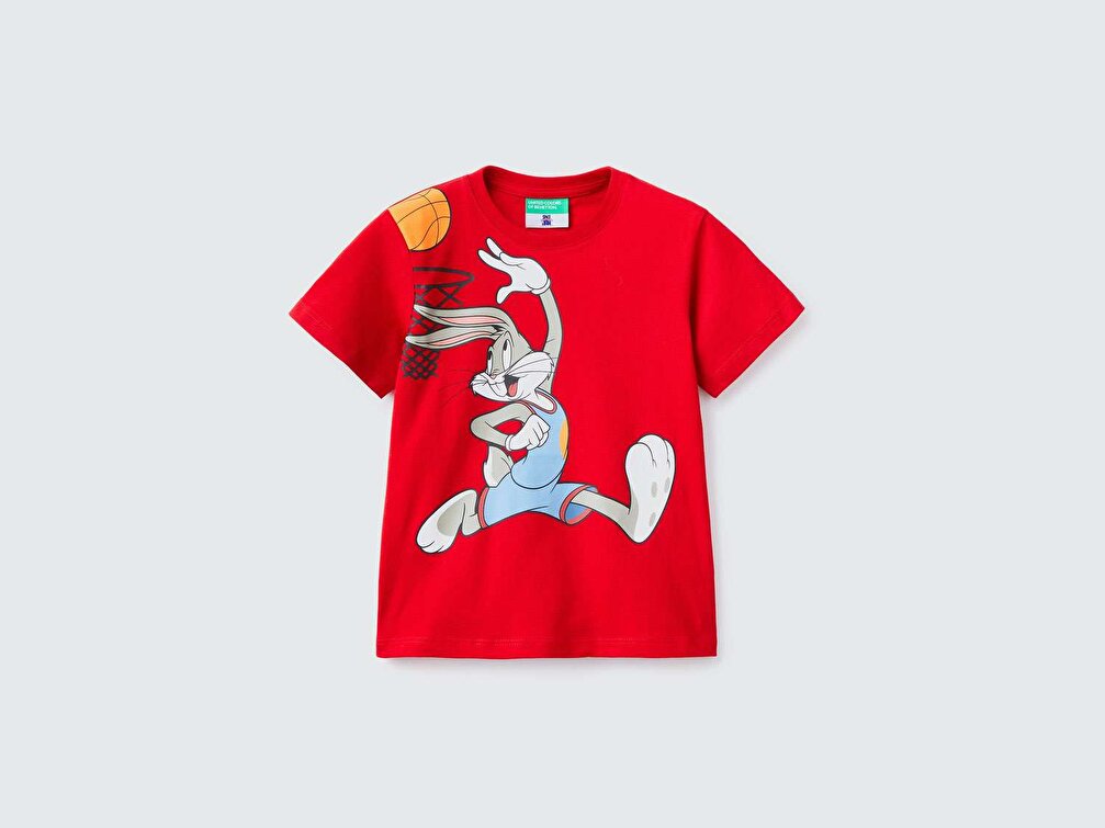 Benetton Erkek Çocuk Kırmızı Bugs Bunny Baskılı T-Shirt