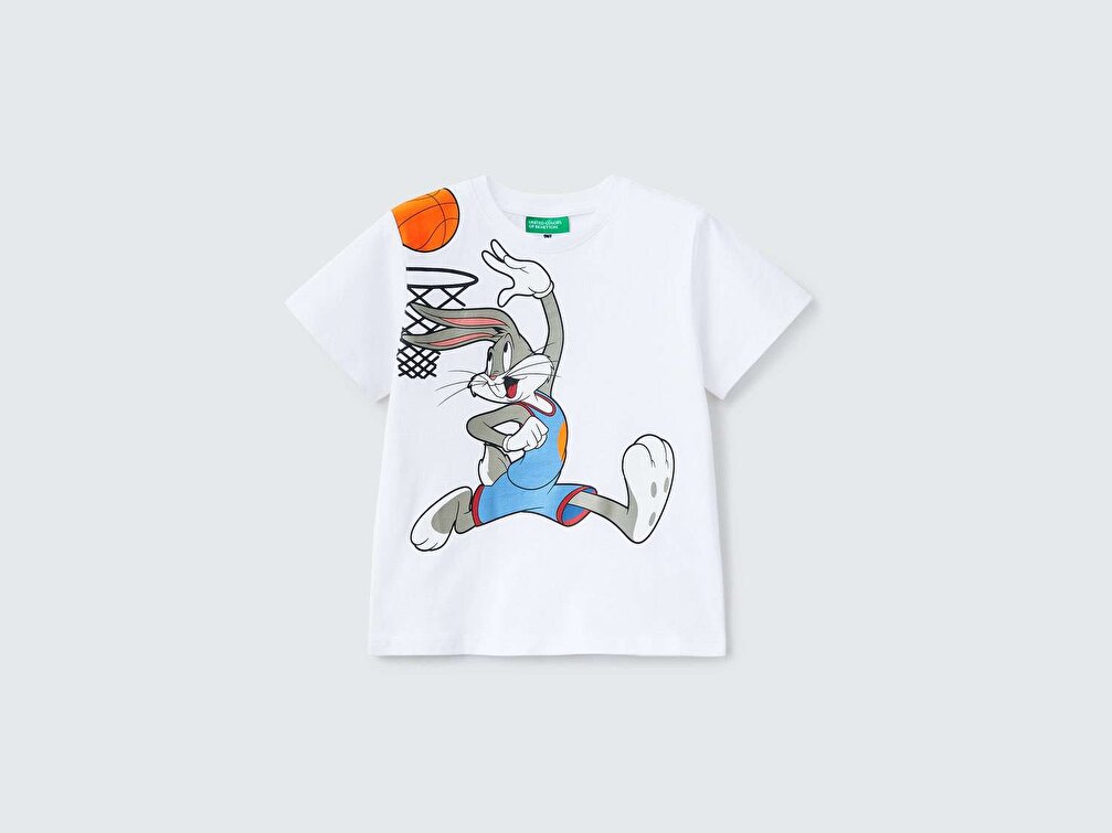 Benetton Erkek Çocuk Beyaz Bugs Bunny Baskılı T-Shirt
