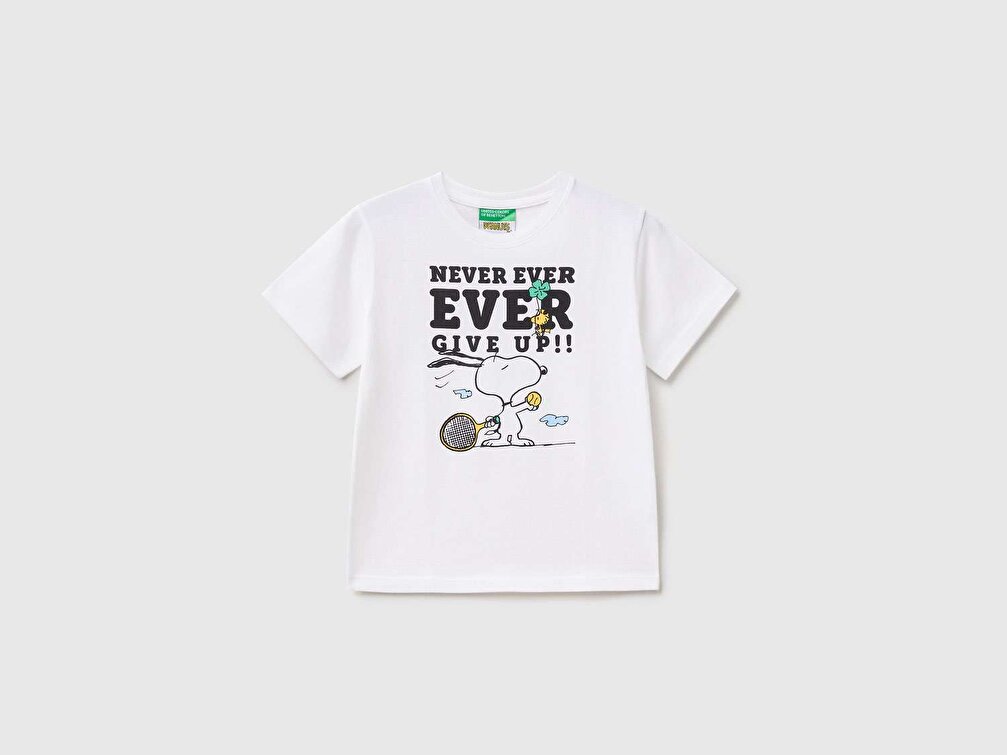 Benetton Erkek Çocuk Beyaz Snoopy Baskılı T-Shirt