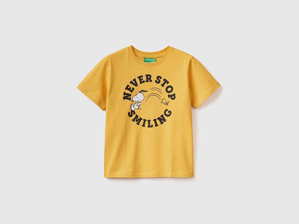 Benetton Erkek Çocuk Sarı Snoopy Baskılı T-Shirt