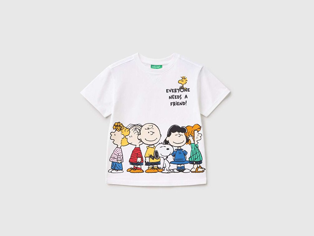 Benetton Erkek Çocuk Beyaz Peanuts Karakteri Baskılı T-Shirt