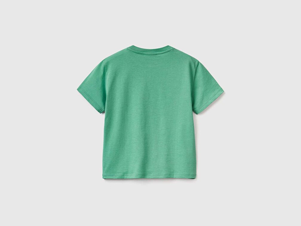 Benetton Erkek Çocuk Yeşil Peanuts Karakteri Baskılı T-Shirt