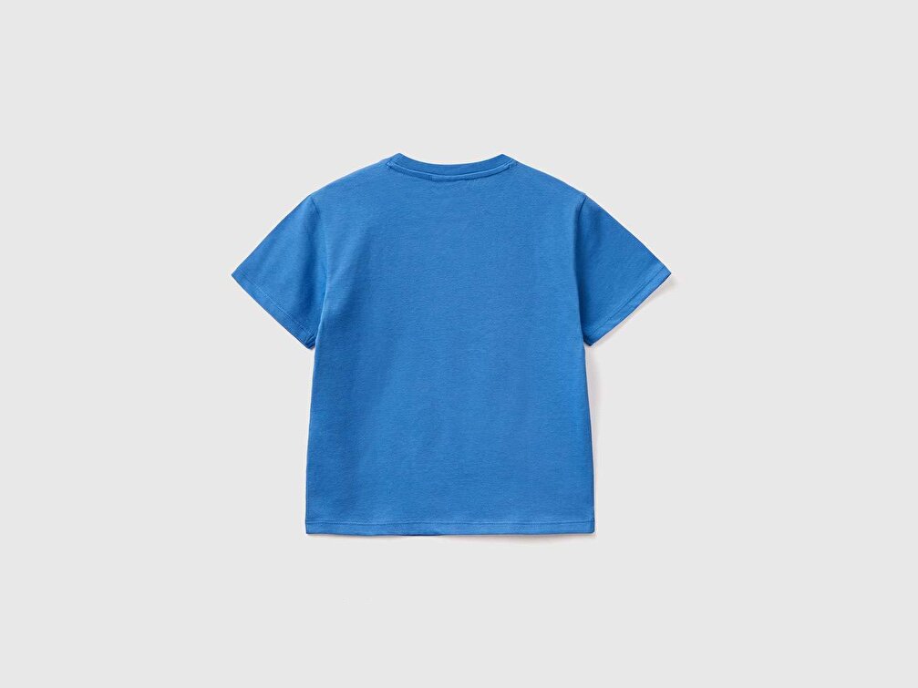 Benetton Erkek Çocuk Saks Mavi Peanuts Karakteri Baskılı T-Shirt