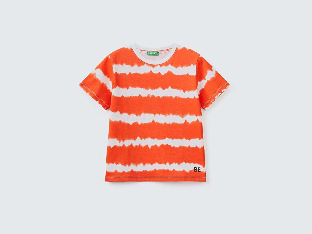 Benetton Erkek Çocuk Kırmızı Batik Desenli Penye T-Shirt