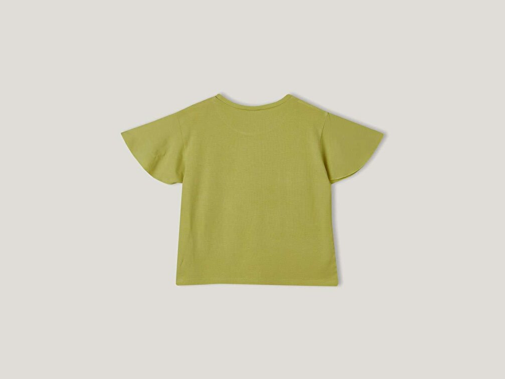 Benetton Kız Çocuk Açık Yeşil Be Yazılı Su Baskılı Viskon T-Shirt