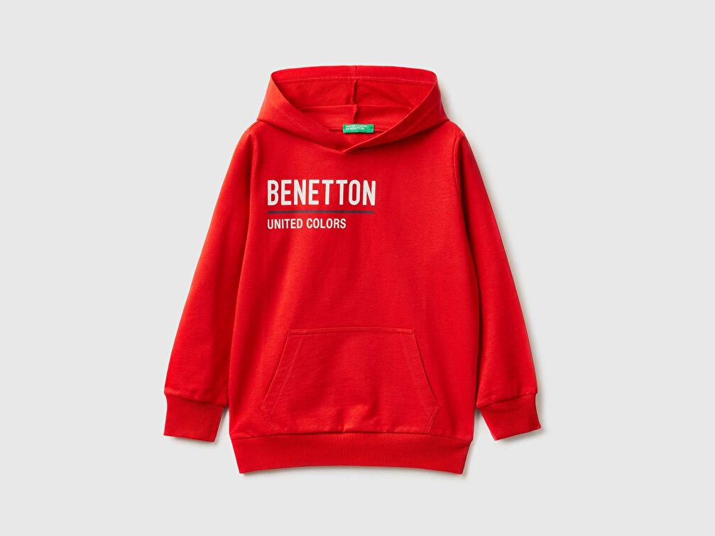Benetton Erkek Çocuk Kırmızı Benetton Su Baskılı Sweatshirt