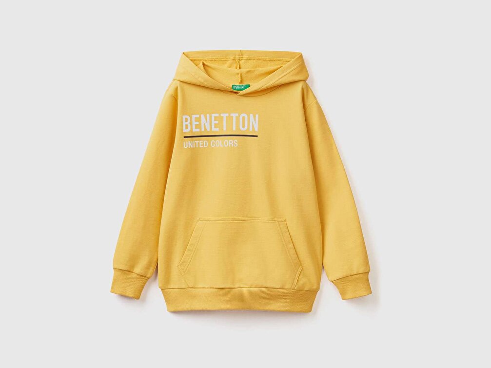 Benetton Erkek Çocuk Hardal Sarı Benetton Su Baskılı Sweatshirt