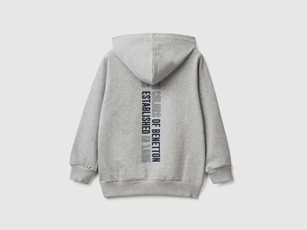 Benetton Erkek Çocuk Gri Melanj Benetton Su Baskılı Sweatshirt