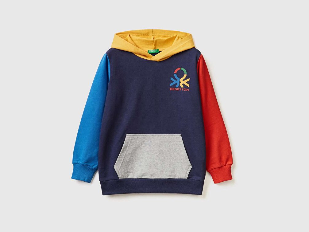 Benetton Erkek Çocuk Lacivert Mix Benetton Su Baskılı Sweatshirt