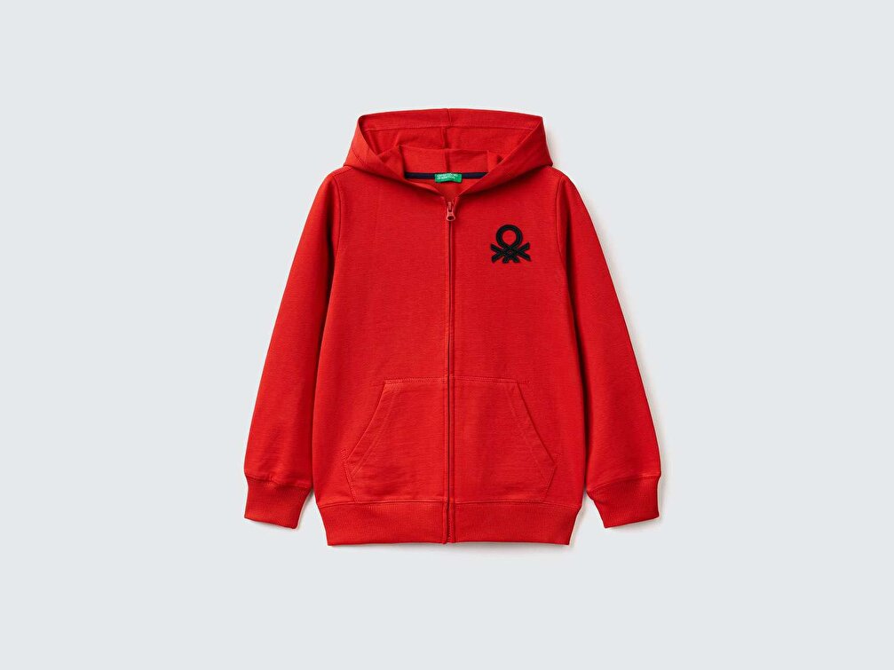 Benetton Erkek Çocuk Kırmızı Logolu Sweatshirt