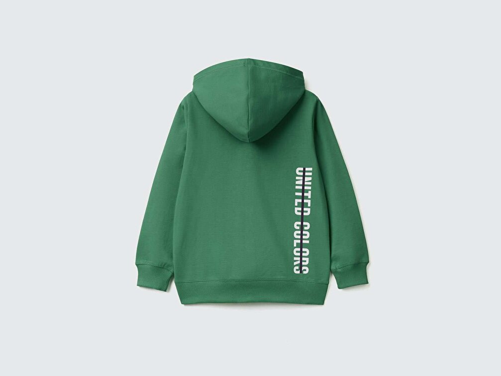 Benetton Erkek Çocuk Koyu Yeşil Logolu Sweatshirt