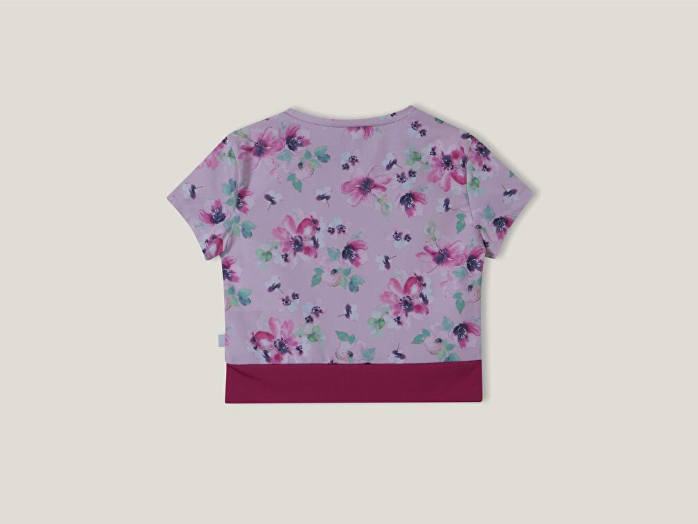 Benetton Kız Çocuk Pembe Mix Çiçek Desenli T-Shirt