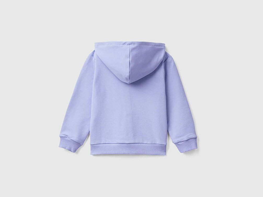 Benetton Kız Çocuk Mor Simli Logo Nakışlı Sweatshirt