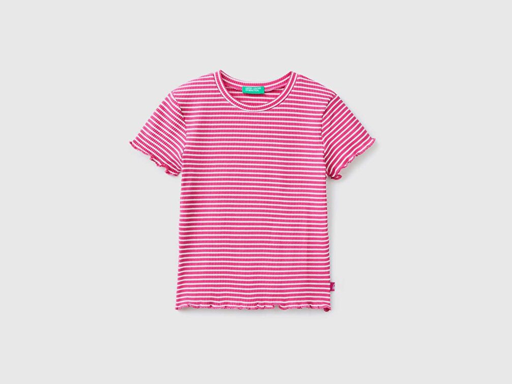 Benetton Kız Çocuk Multi Renkli Çizgili T-Shirt