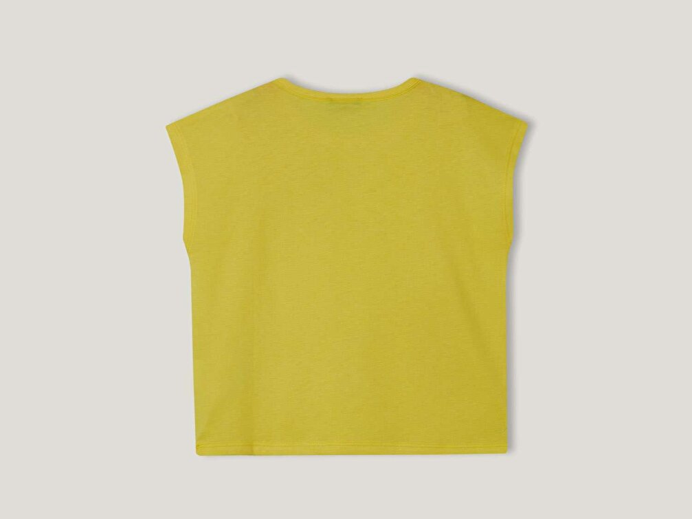 Benetton Kız Çocuk Sarı Simli Benetton Yazılı Yaz T-Shirt