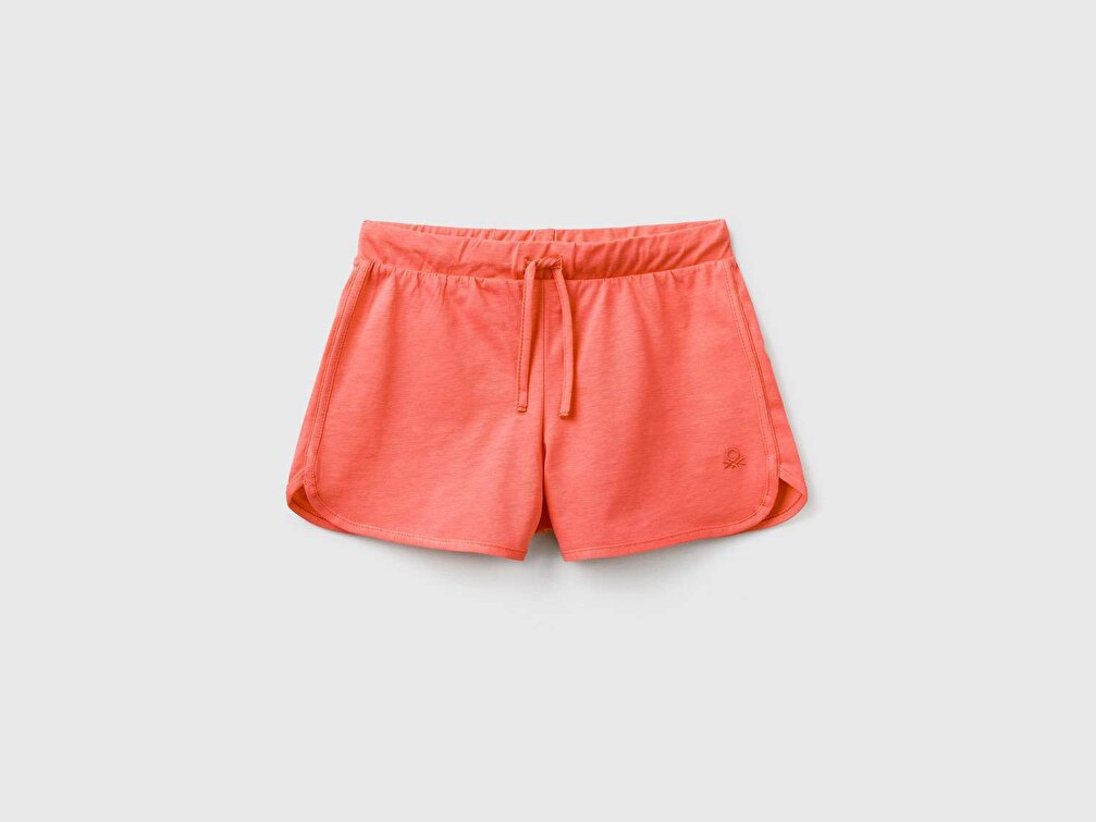 Benetton Kız Çocuk Pembe Benetton Logolu Penye Şort