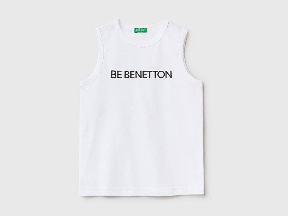 Benetton Erkek Çocuk Beyaz Benetton Yazılı Penye Atlet