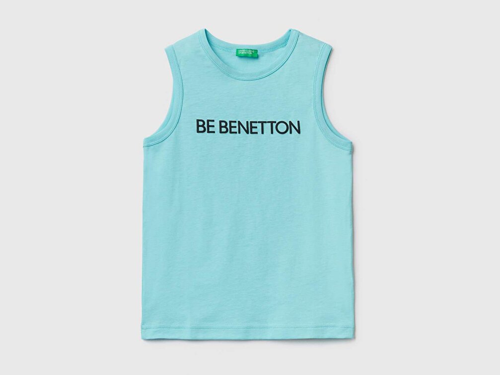 Benetton Erkek Çocuk Su Yeşili Benetton Yazılı Penye Atlet