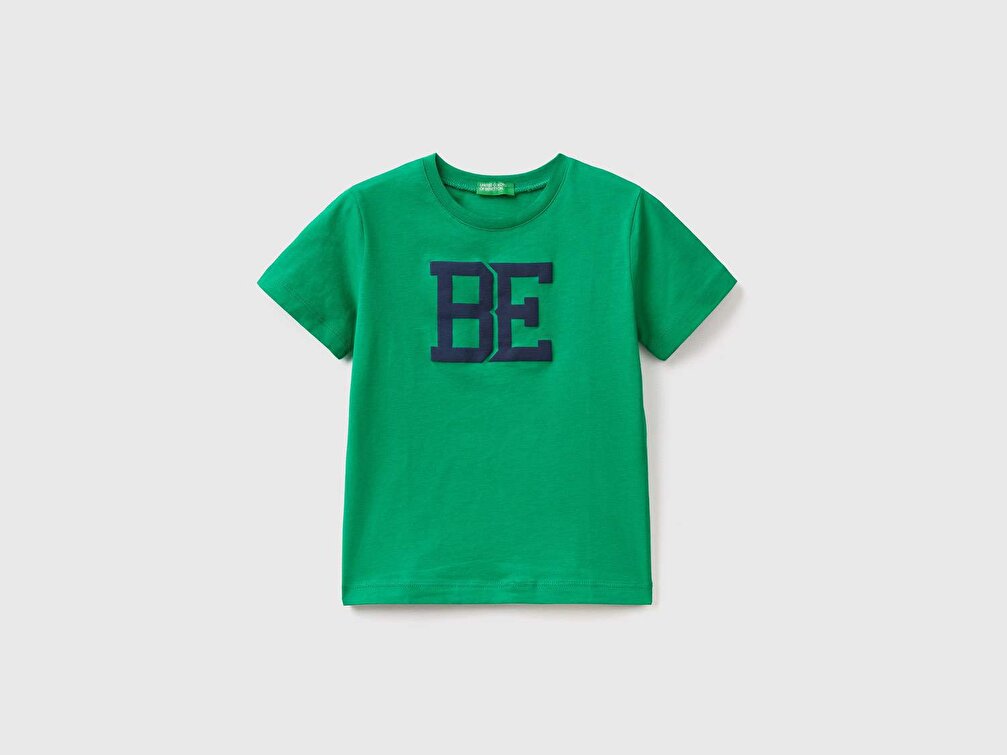 Benetton Erkek Çocuk Yeşil Benetton Yazılı Yaz T-Shirt