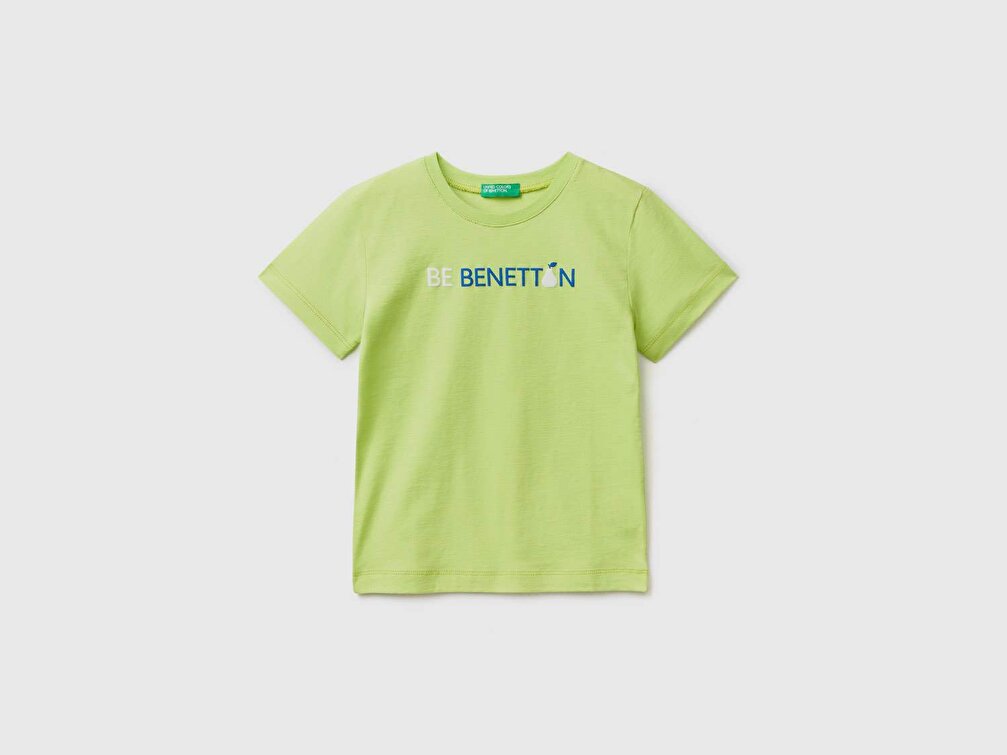 Benetton Erkek Çocuk Açık Yeşil Benetton Yazılı Yaz T-Shirt