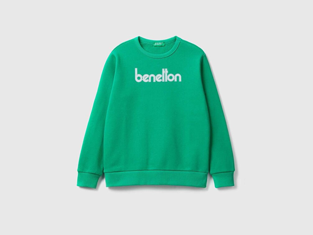 Benetton Erkek Çocuk Yeşil Benetton Yazılı Sweatshirt
