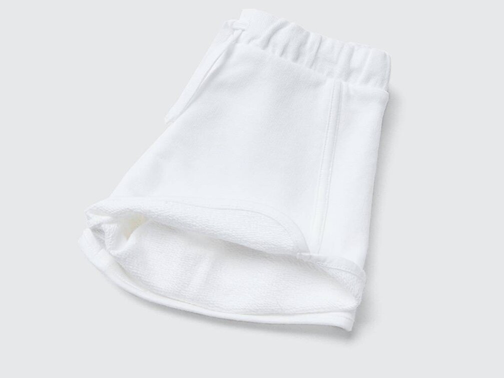 Benetton Kız Çocuk Beyaz Logo İşlemeli Sweat Şort