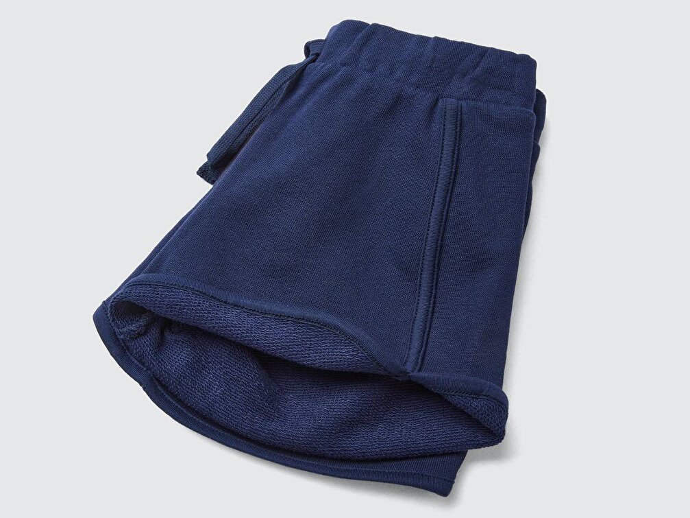 Benetton Kız Çocuk Lacivert Logo İşlemeli Sweat Şort