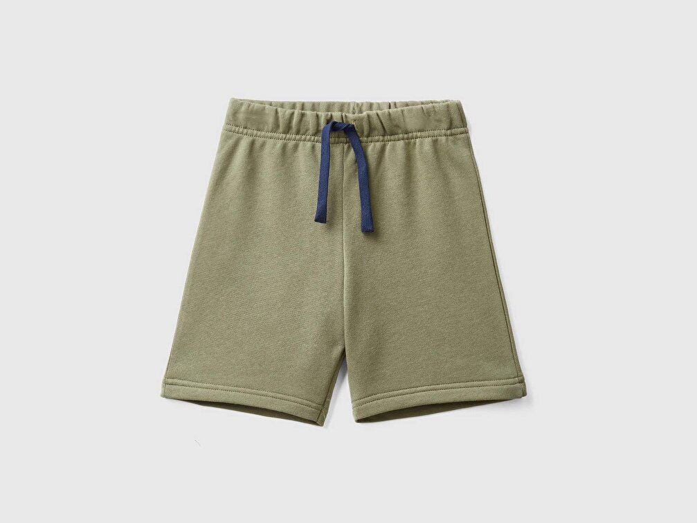 Benetton Erkek Çocuk Haki Benetton Logo Bermuda Sweat Şort
