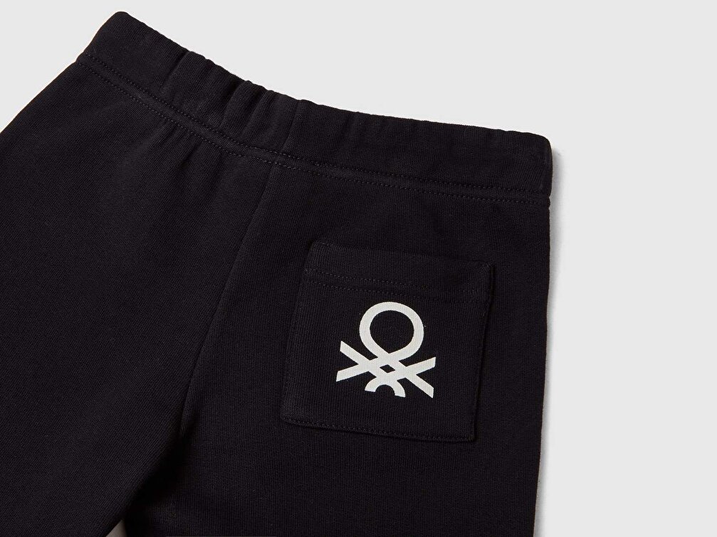 Benetton Erkek Çocuk Siyah Benetton Logo Bermuda Sweat Şort