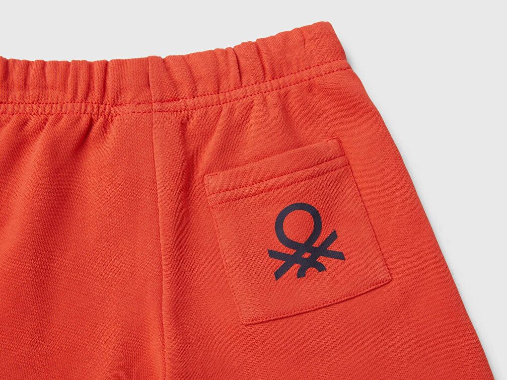 Benetton Erkek Çocuk Kırmızı Benetton Logo Bermuda Sweat Şort