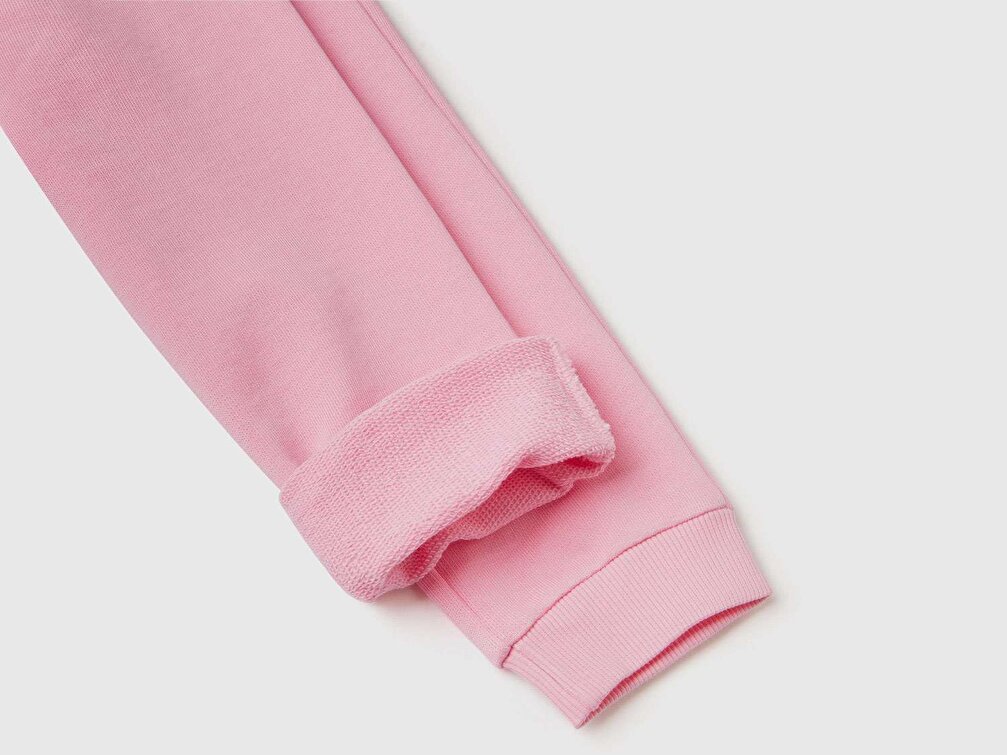 Benetton Kız Çocuk Pembe Logo İşlemeli Eşofman Altı