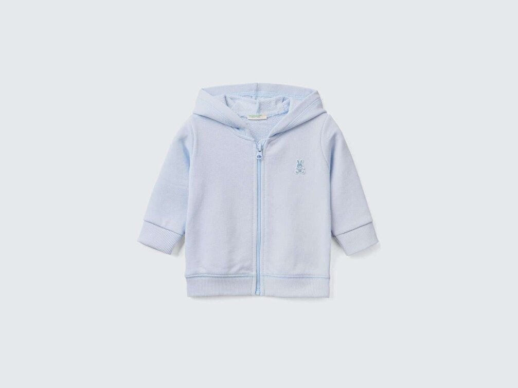 Benetton Bebek Toz Mavi Kulaklı Sweatshirt