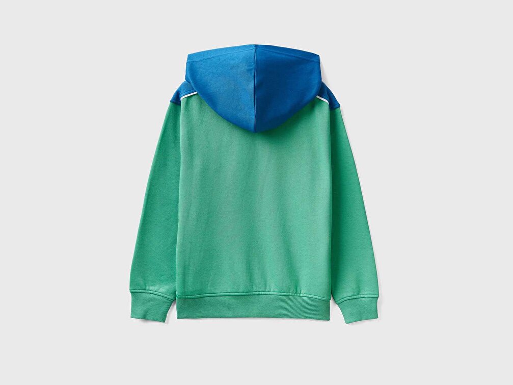 Benetton Erkek Çocuk Yeşil Kanguru Cepli Sweatshirt