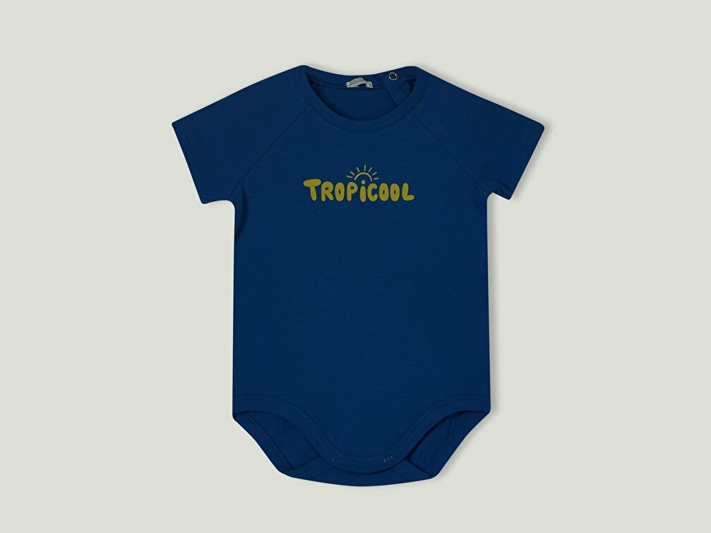 Benetton Bebek Saks Mavi Sevimli Hayvan Aplikeli Body