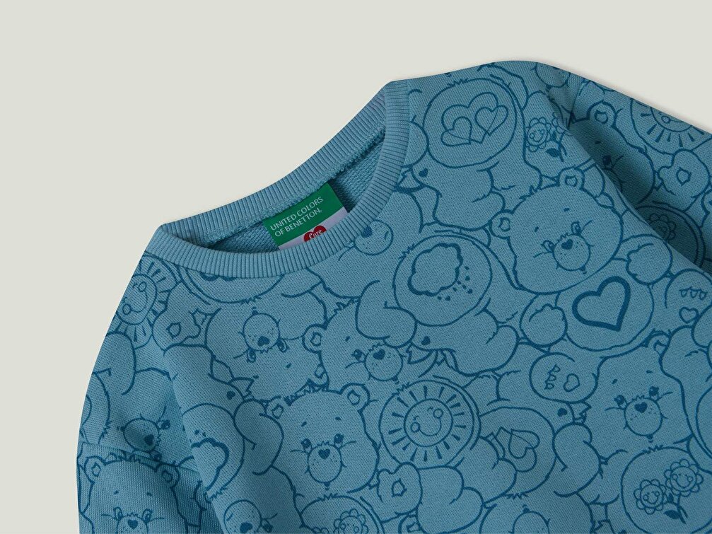 Benetton Kız Çocuk Yeşil Desenli Care Bears Desenli Sweatshirt